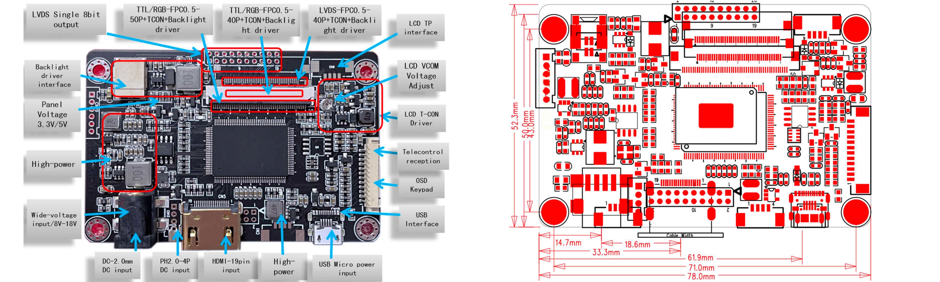 LCD HDMI Driver Board Drawing 